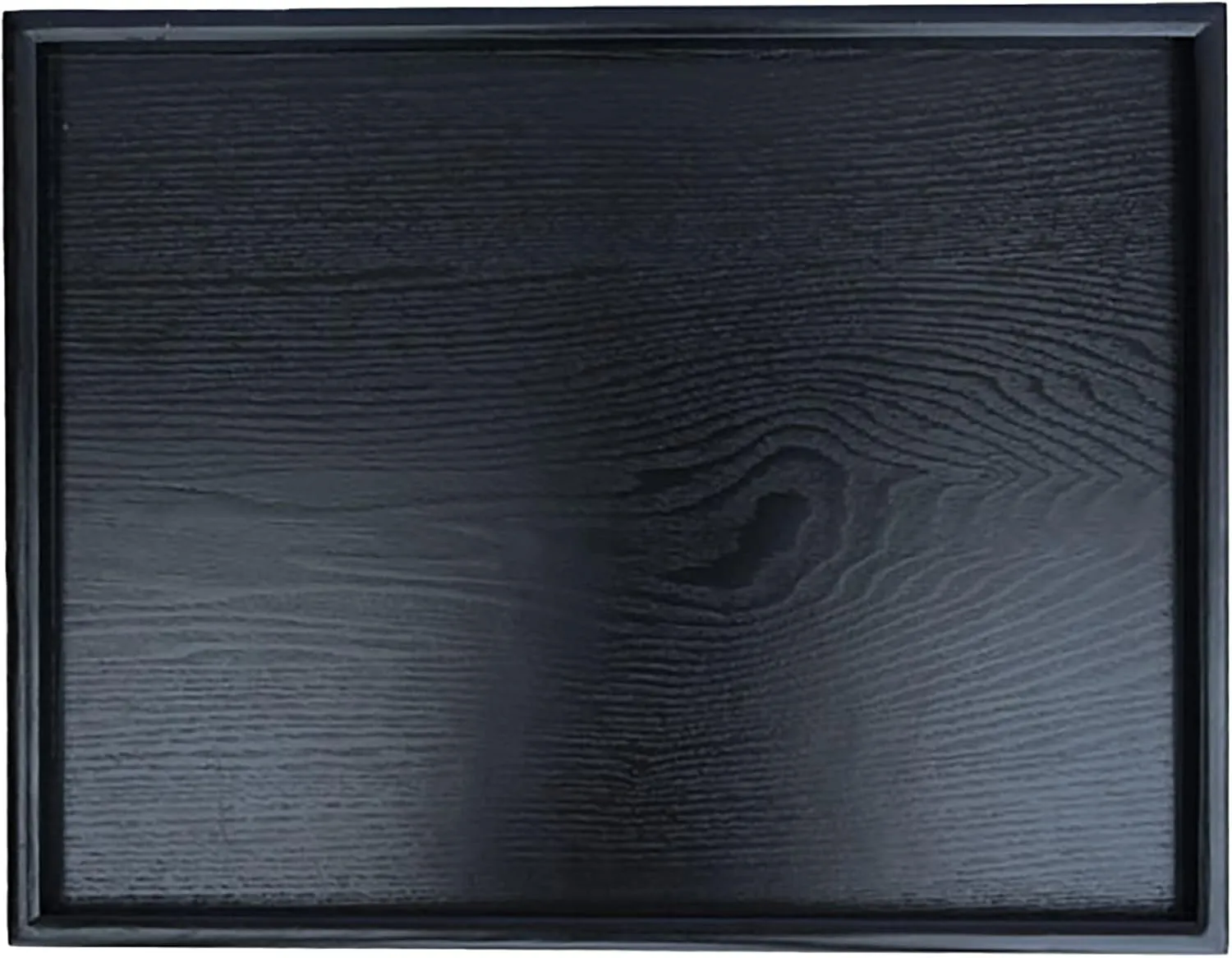 16 x 11 Inches Extra Large Solid Wood Serving Tray for Tea Coffee Table Snack Food Meals Serving Plate Kitchen Party Bar Breakfast Server with Raised Edges Black Wooden Decorative Ottoman Tray