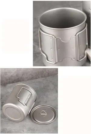 1PC Pure Titanium Mug 350ml, Foldable Portable Coffee Cup Suitable For Outdoor Camping Or Home Use