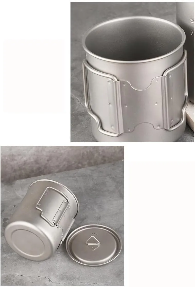 1PC Pure Titanium Mug 350ml, Foldable Portable Coffee Cup Suitable For Outdoor Camping Or Home Use