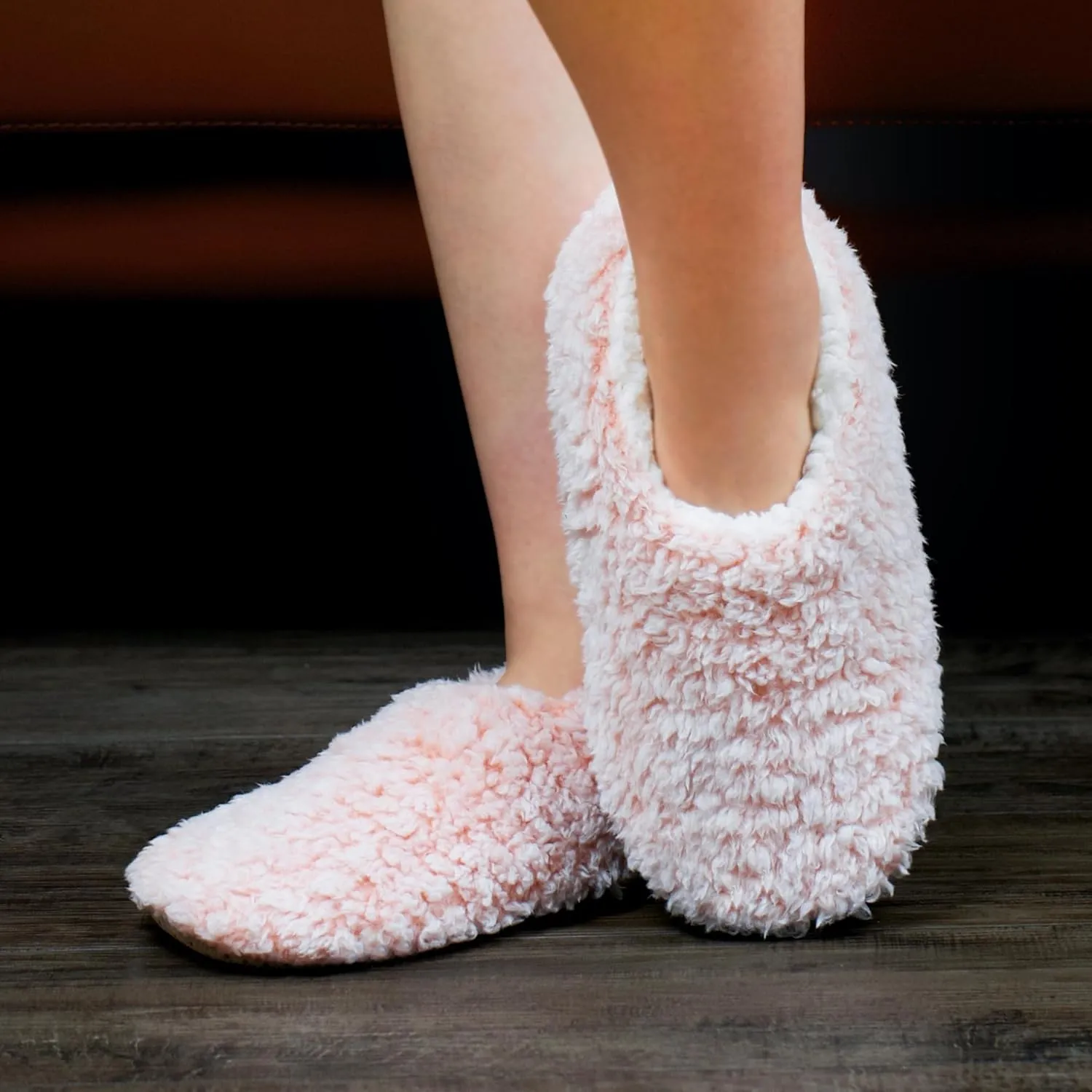 2-Pair Thick Warm Fuzzy Slippers for Women Indoor Fluffy Sherpa Lined, Winter House Shoe Socks Non-Slip Soft Soles, Cozy Christmas Gifts