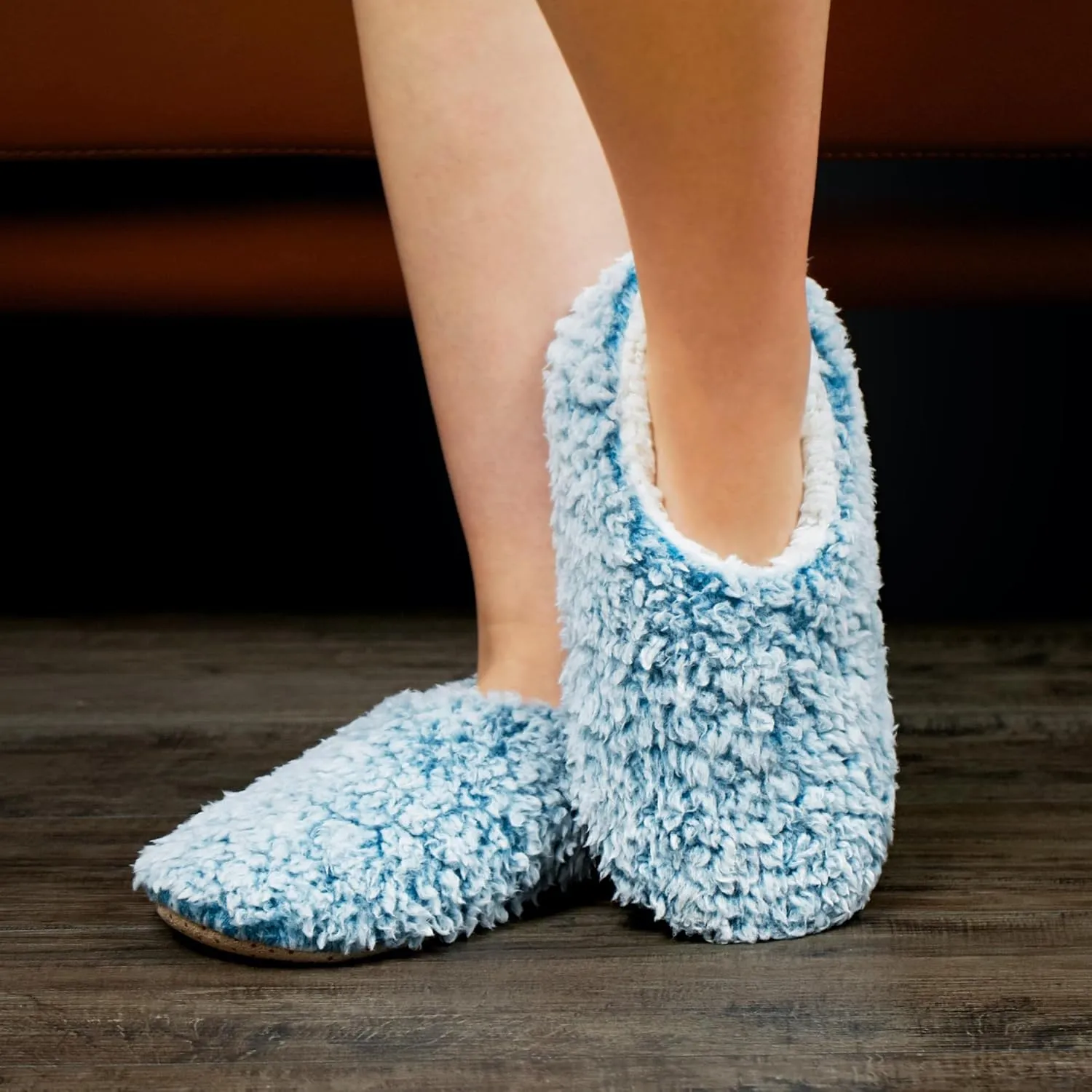 2-Pair Thick Warm Fuzzy Slippers for Women Indoor Fluffy Sherpa Lined, Winter House Shoe Socks Non-Slip Soft Soles, Cozy Christmas Gifts