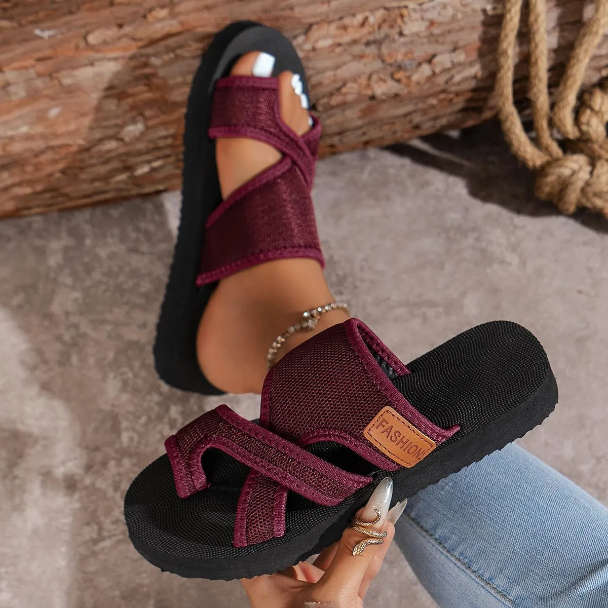 2024Women's Hollow Mesh Slide Sandals, Women Comfortable Orthopaedic Slippers Summer Mesh Flats Beach Sandals Mules