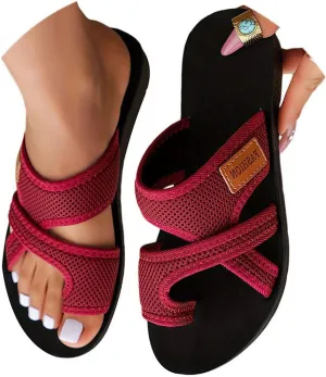 2024Women's Hollow Mesh Slide Sandals, Women Comfortable Orthopaedic Slippers Summer Mesh Flats Beach Sandals Mules
