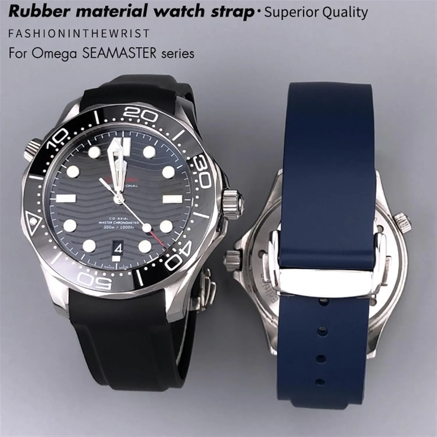 20mm 21mm 22mm Rubber Watchband for Omega Seamaster 300 Speedmaster AT150 Silicone Watch Strap