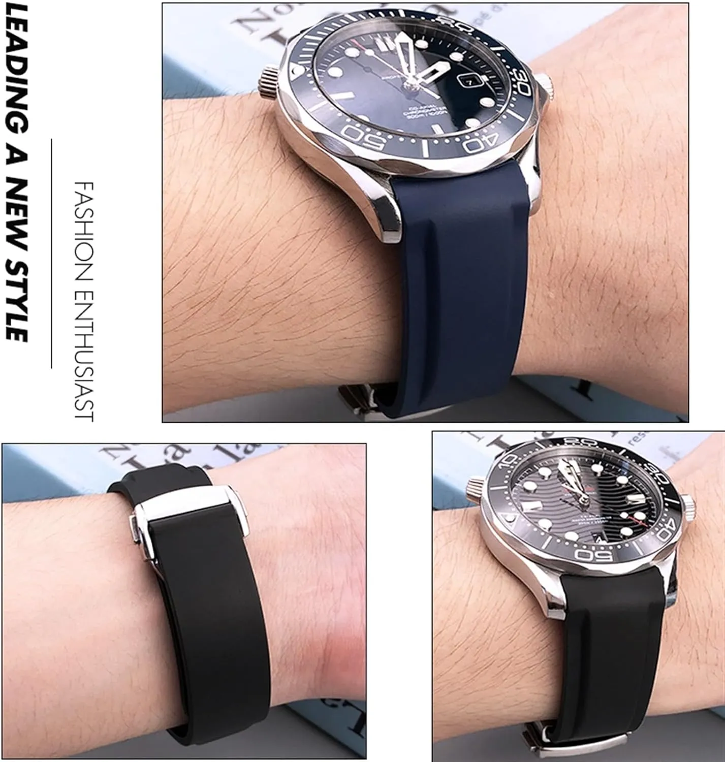 20mm 21mm 22mm Rubber Watchband for Omega Seamaster 300 Speedmaster AT150 Silicone Watch Strap