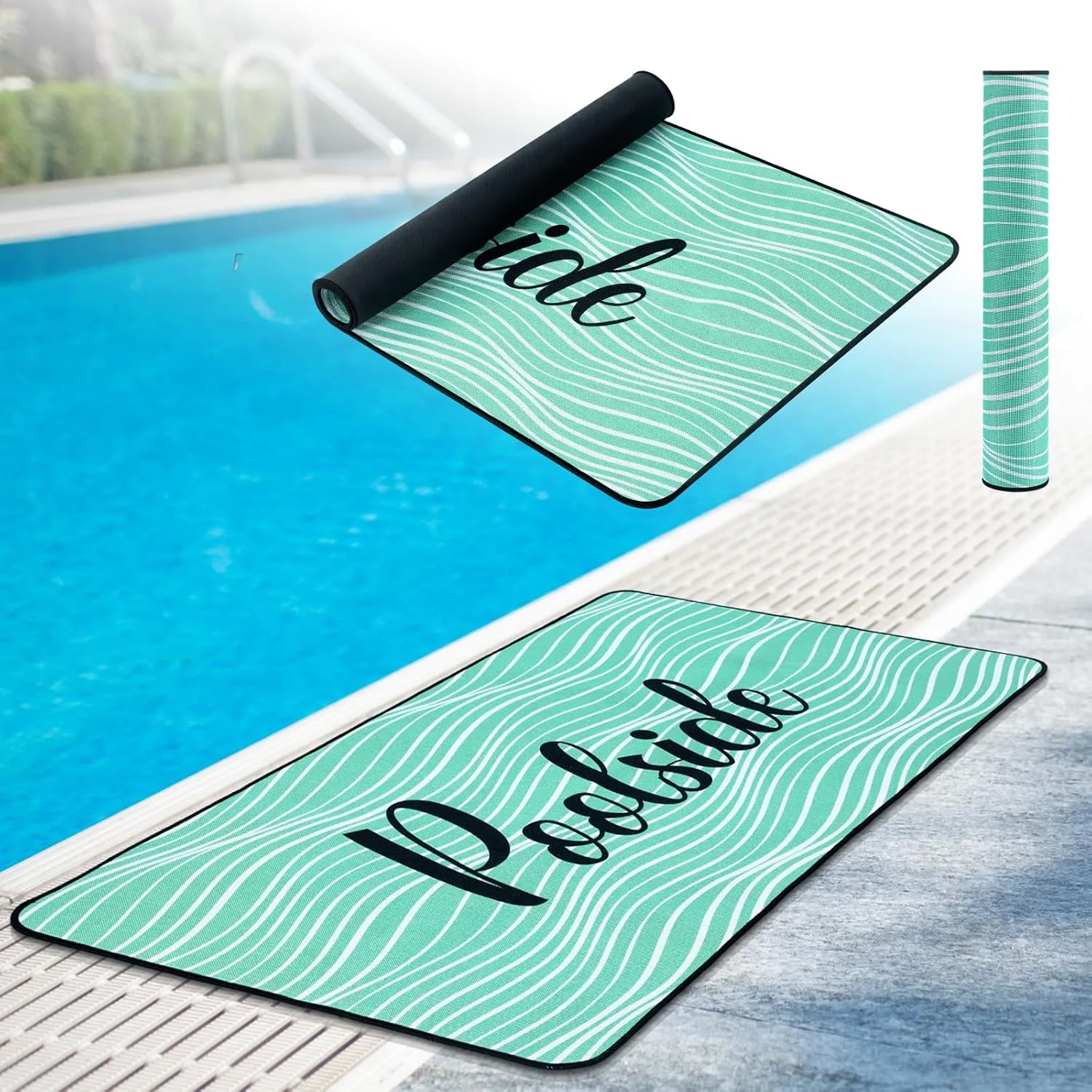 24" x 48" Poolside Non Slip Mat Walk Pool Mats for Floor Outdoor Rubber Mats with Drainage Outdoor and Indoor Dock Safety Pool Mat