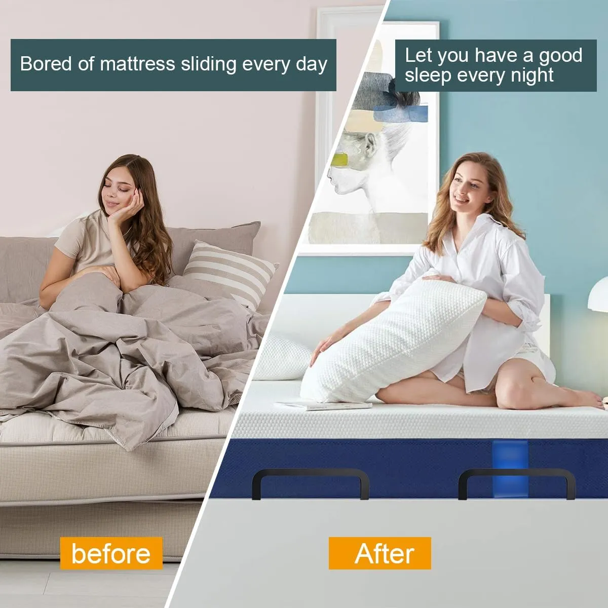 4 Pieces of Mattress Slide Stopper,Suitable for Adjustable Beds,Platform Beds,Rv Mattresses and So On.(Black)