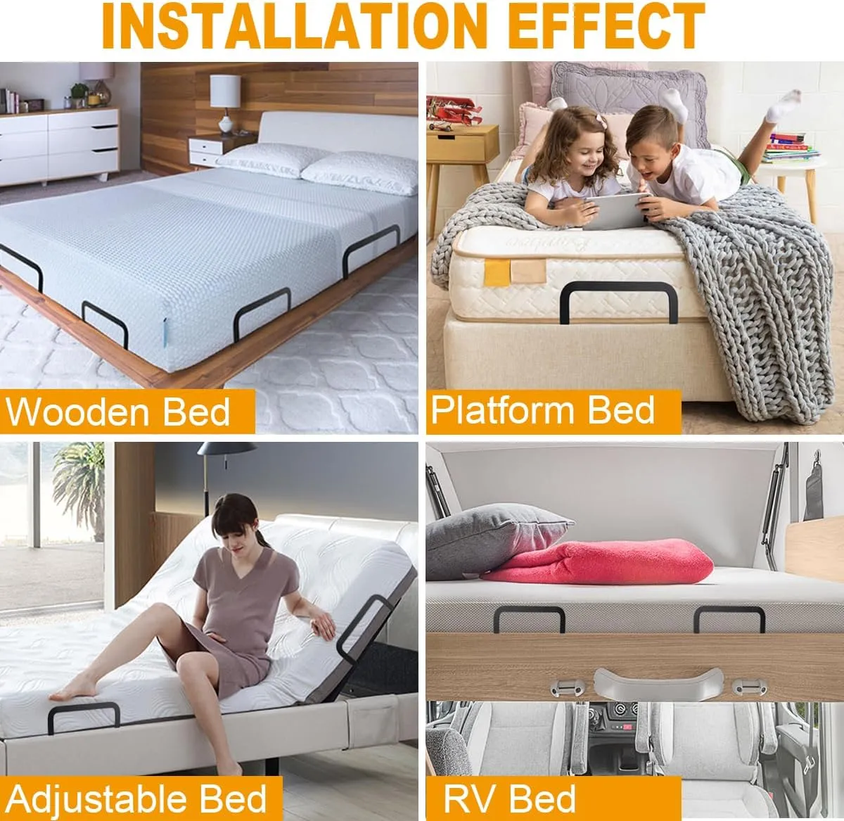 4 Pieces of Mattress Slide Stopper,Suitable for Adjustable Beds,Platform Beds,Rv Mattresses and So On.(Black)