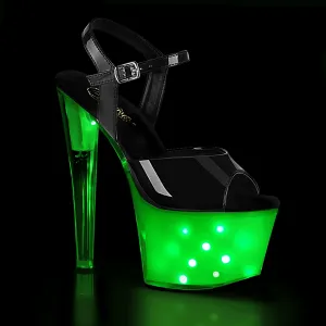 7 Inch Heel ILLUMINATOR-709 Black Pat Multiple Color Light Up