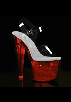 7" Heel, 2 3/4" PF LED Illuminated Ankle Strap Sandal