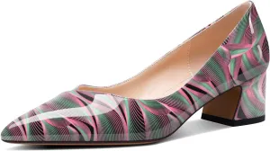Aachcol Womens Chunky Block Low Heel Pointed Toe Pumps Slip-on Prom Party Dress Basic Classic Summer 2.0 Inches Heels