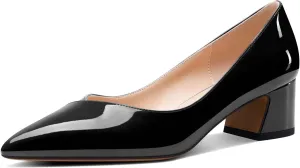 Aachcol Womens Chunky Block Low Heel Pointed Toe Pumps Slip-on Prom Party Dress Basic Classic Summer 2.0 Inches Heels