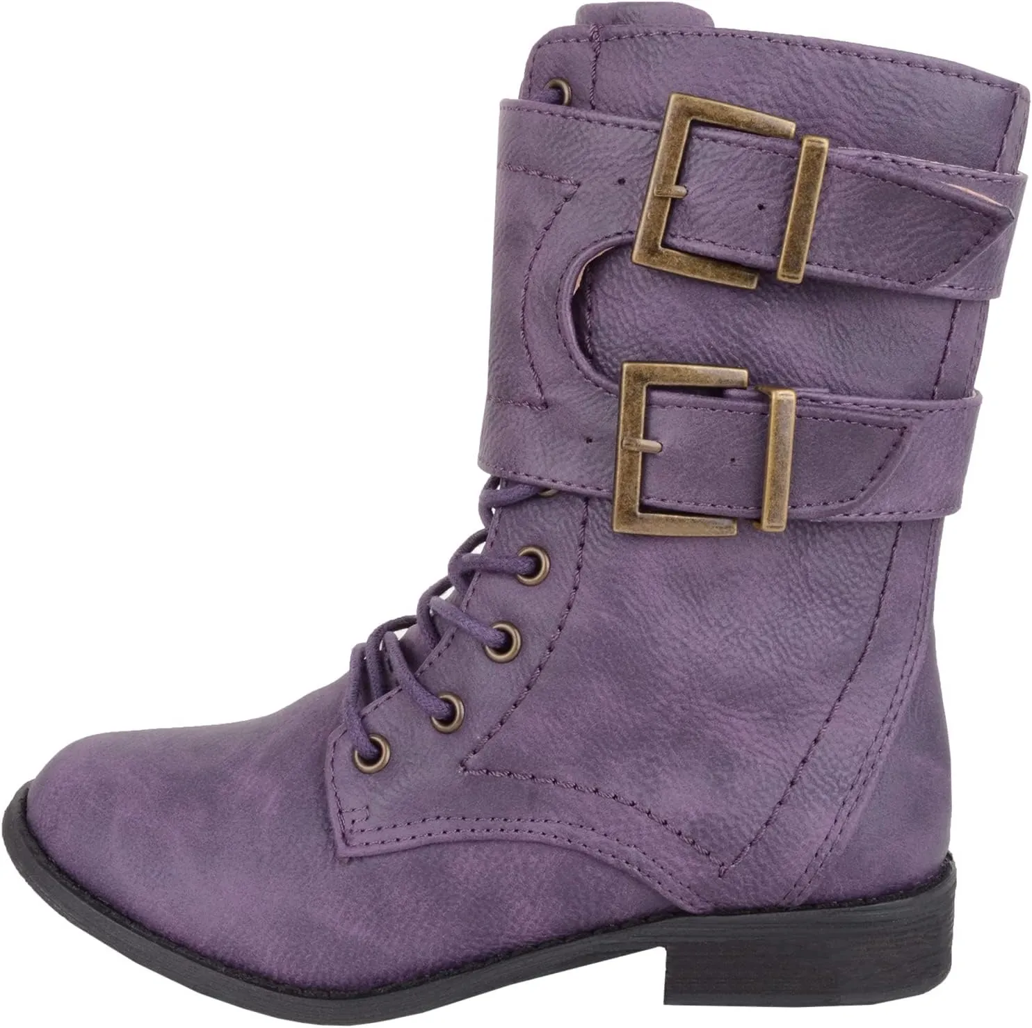 ABSOLUTE FOOTWEAR Childrens Kids Girls Slip On Lace Up Inside Zip Warm Boots with Double Buckle Design