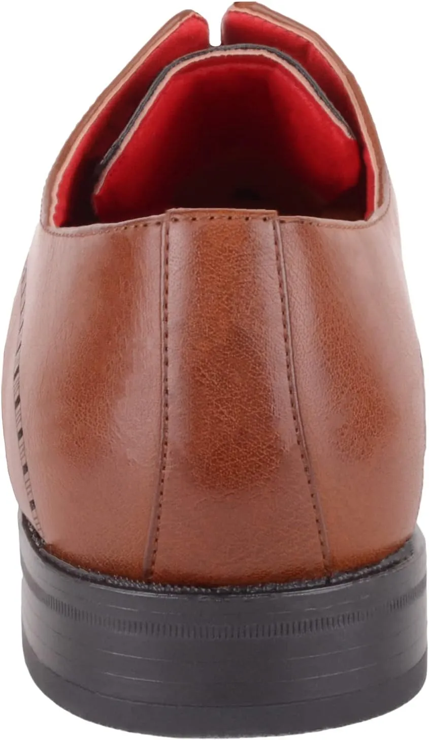 ABSOLUTE FOOTWEAR Mens Slip On Formal Work Wedding School Waterproof Lace Up Laser Cut Pattern Formal Shoes