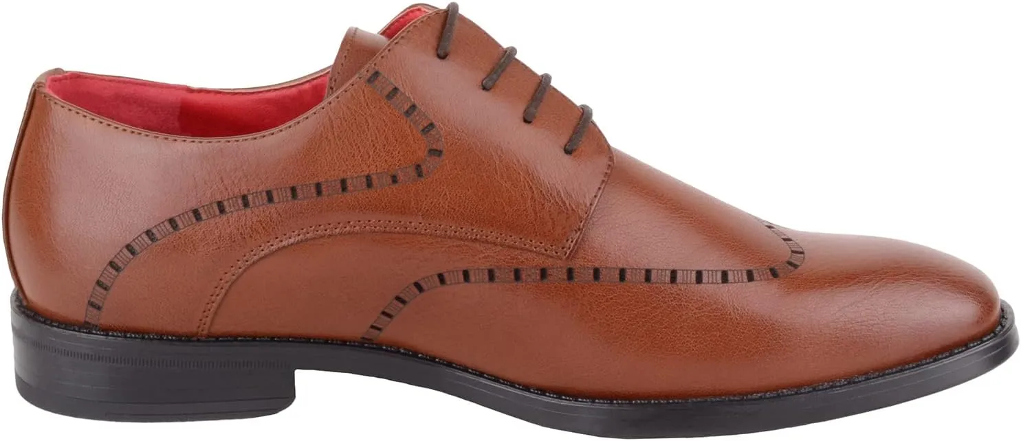 ABSOLUTE FOOTWEAR Mens Slip On Formal Work Wedding School Waterproof Lace Up Laser Cut Pattern Formal Shoes