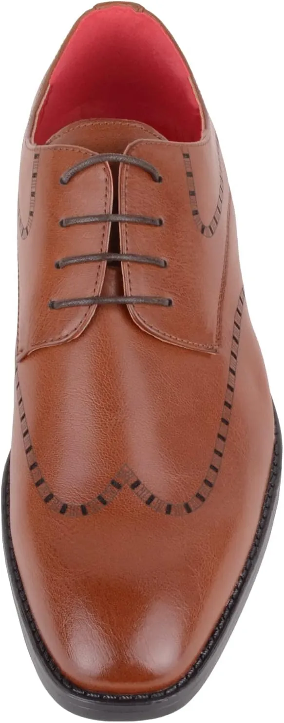 ABSOLUTE FOOTWEAR Mens Slip On Formal Work Wedding School Waterproof Lace Up Laser Cut Pattern Formal Shoes