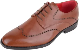 ABSOLUTE FOOTWEAR Mens Slip On Formal Work Wedding School Waterproof Lace Up Laser Cut Pattern Formal Shoes