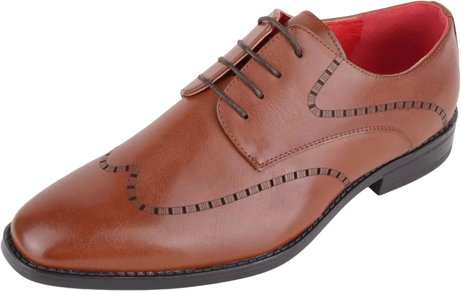ABSOLUTE FOOTWEAR Mens Slip On Formal Work Wedding School Waterproof Lace Up Laser Cut Pattern Formal Shoes
