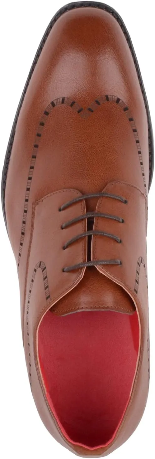 ABSOLUTE FOOTWEAR Mens Slip On Formal Work Wedding School Waterproof Lace Up Laser Cut Pattern Formal Shoes