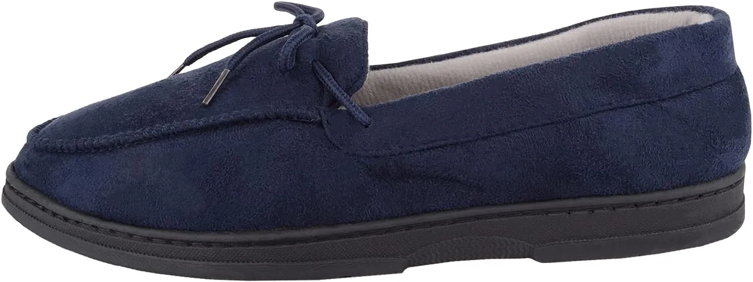 ABSOLUTE FOOTWEAR Mens Slip On Lightweight Moccasin Style Winter Slippers with Lace Up Design