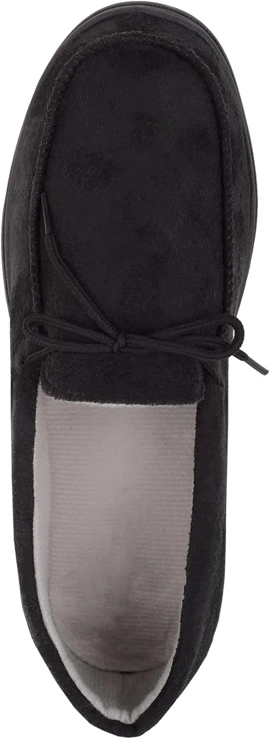 ABSOLUTE FOOTWEAR Mens Slip On Lightweight Moccasin Style Winter Slippers with Lace Up Design