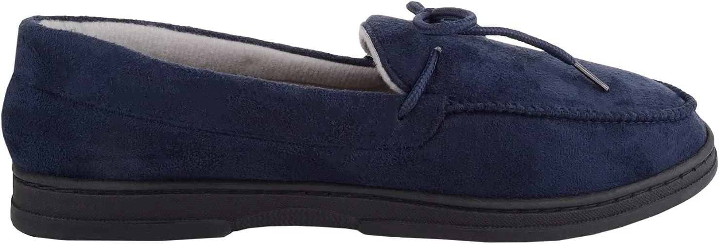 ABSOLUTE FOOTWEAR Mens Slip On Lightweight Moccasin Style Winter Slippers with Lace Up Design