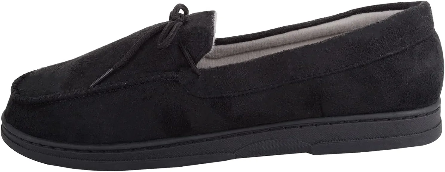 ABSOLUTE FOOTWEAR Mens Slip On Lightweight Moccasin Style Winter Slippers with Lace Up Design