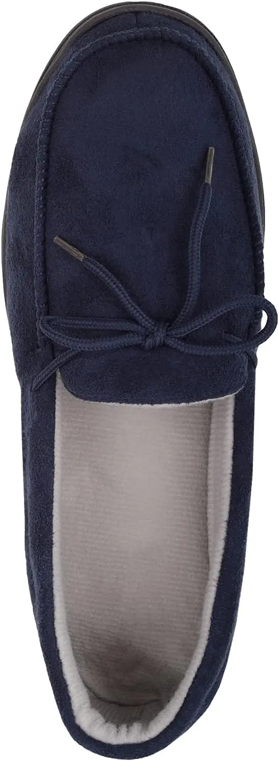ABSOLUTE FOOTWEAR Mens Slip On Lightweight Moccasin Style Winter Slippers with Lace Up Design