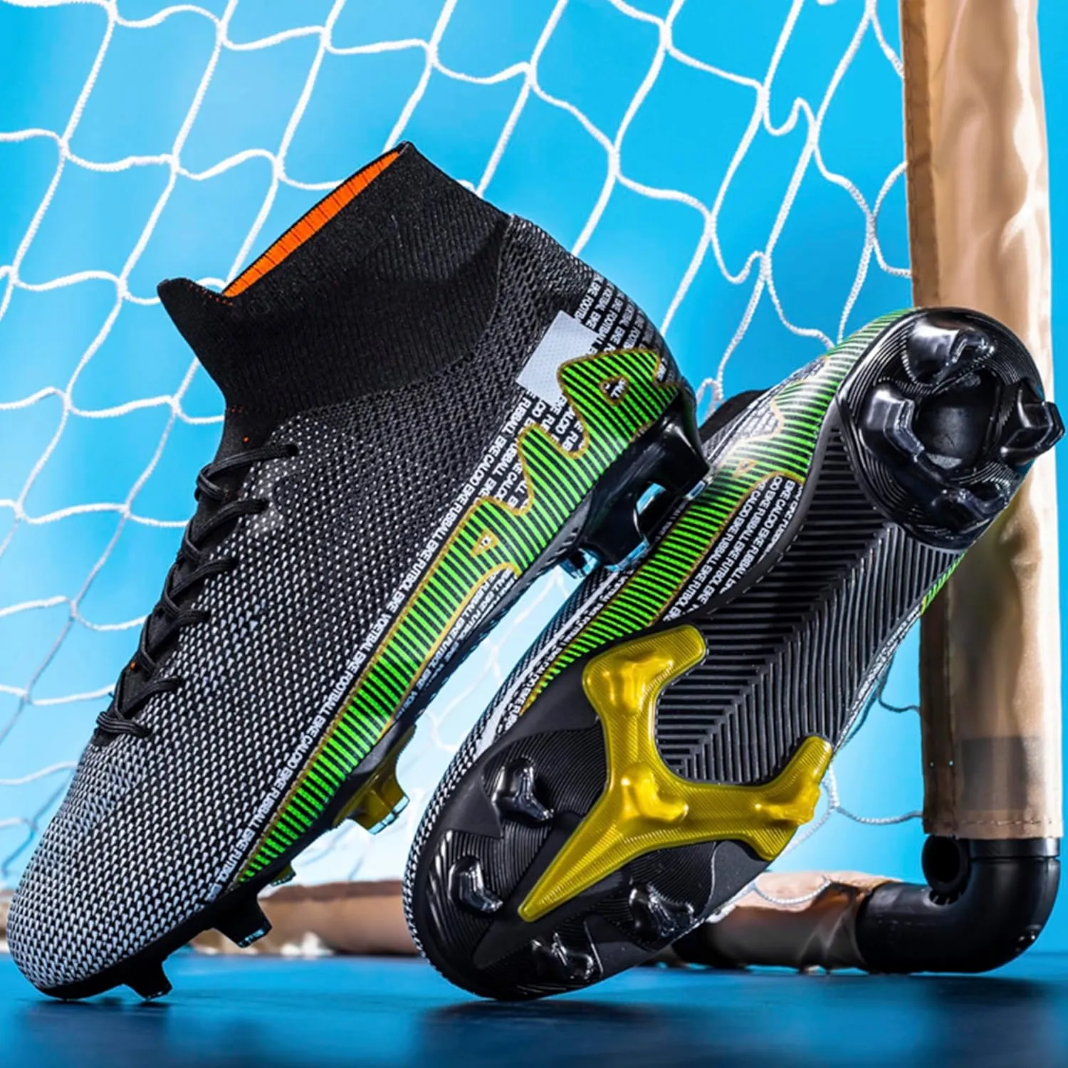 Adult Soccer Cleats Men-High-Tops Slip-On Lace Up Football Shoes for Youth Soccer Shoes Indoor Outdoor AG FG