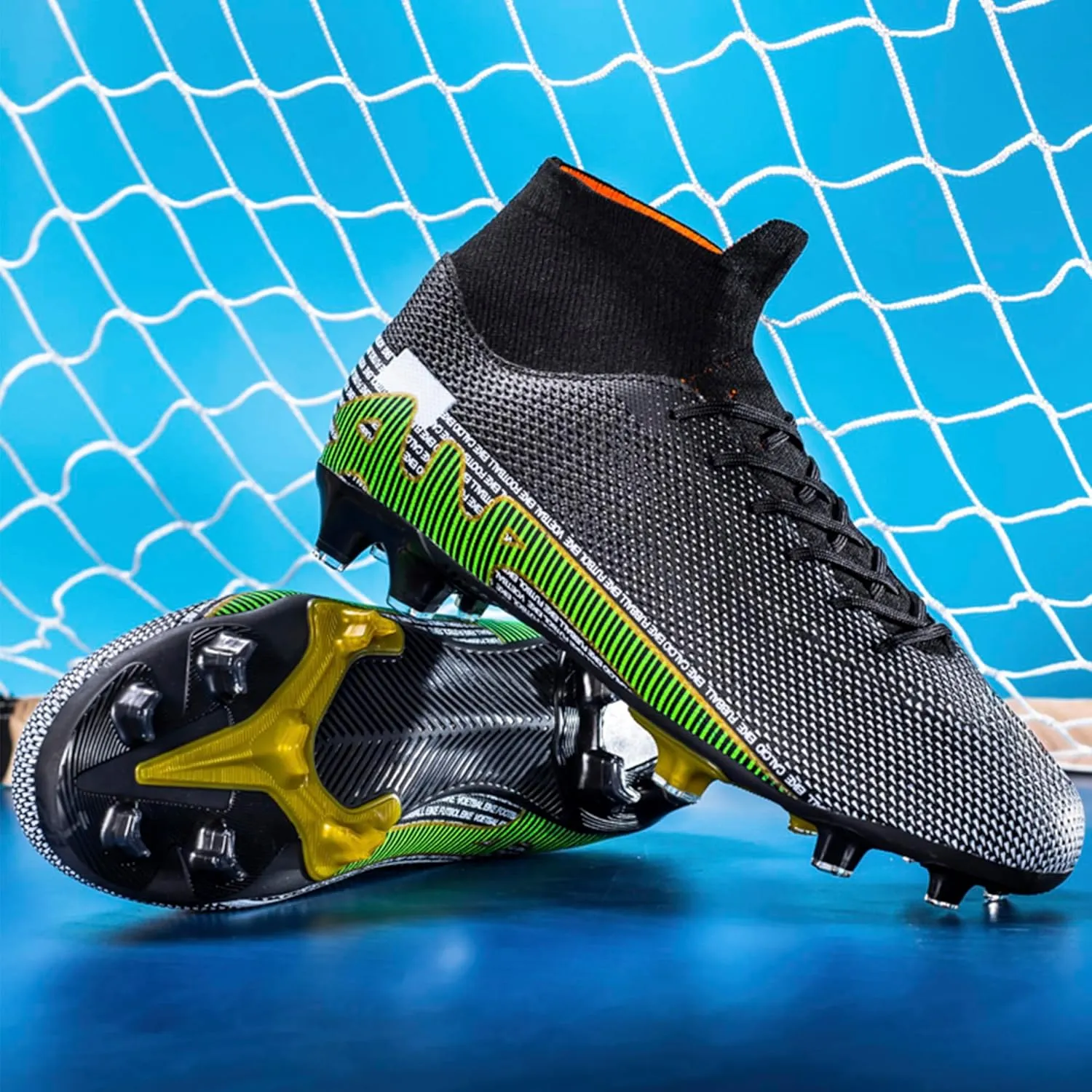 Adult Soccer Cleats Men-High-Tops Slip-On Lace Up Football Shoes for Youth Soccer Shoes Indoor Outdoor AG FG