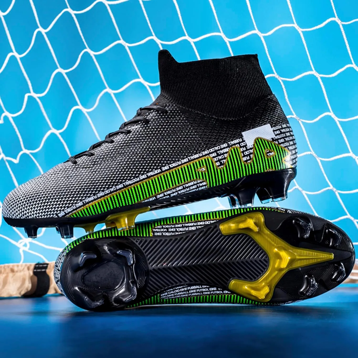Adult Soccer Cleats Men-High-Tops Slip-On Lace Up Football Shoes for Youth Soccer Shoes Indoor Outdoor AG FG