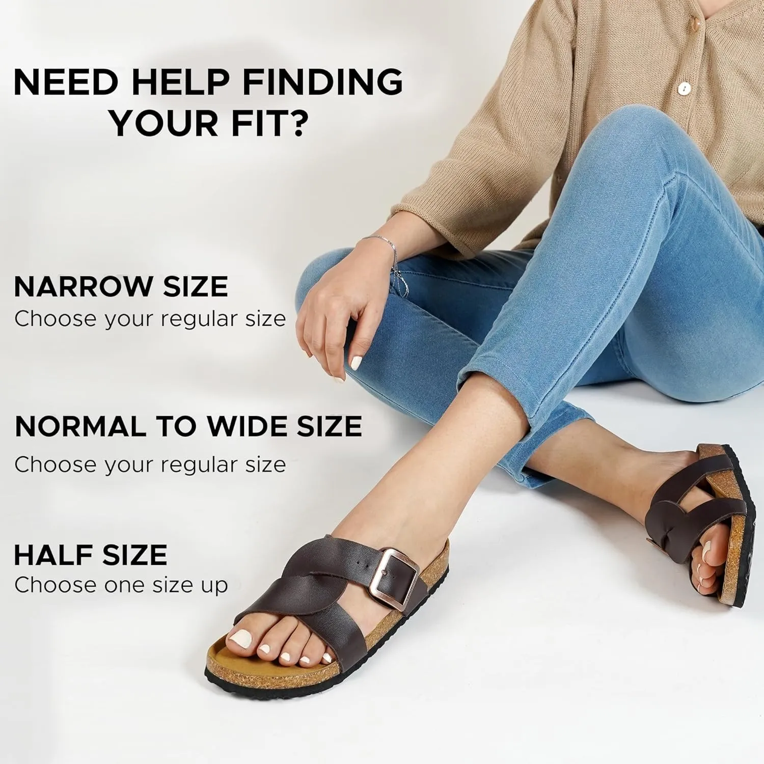 AEROTHOTIC Cork Recovery Slides for Women with Plantar Fasciitis Relief Comfortable Suede Footbed with Adjustable Buckle Cross Strappy Slip on Casual Travel Walking Beach Ladies Sandals