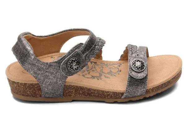 Aetrex Pewter Jillian Adjustable Strap Womens Comfort Shoes SC365