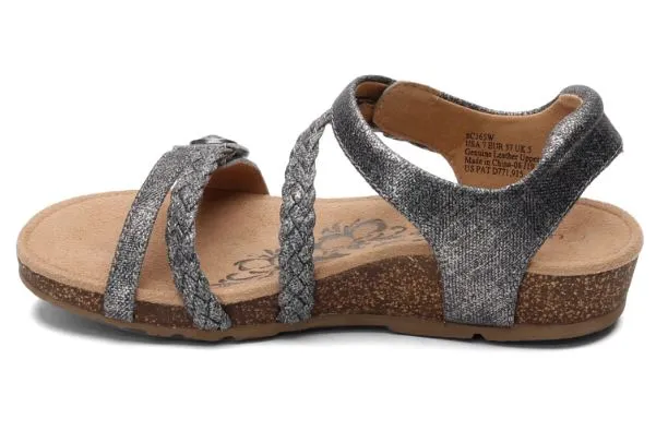 Aetrex Pewter Jillian Adjustable Strap Womens Comfort Shoes SC365
