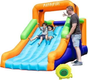 AirMyFun Inflatable Bounce House with Silde for Kids,Inflatable Bouncy House for Kids Outdoor, Toddle Bounce House with Blower for Backyard, Inflatable Bouncer with Long Slide for Party