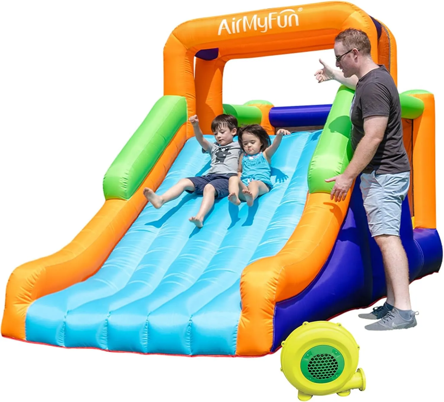 AirMyFun Inflatable Bounce House with Silde for Kids,Inflatable Bouncy House for Kids Outdoor, Toddle Bounce House with Blower for Backyard, Inflatable Bouncer with Long Slide for Party