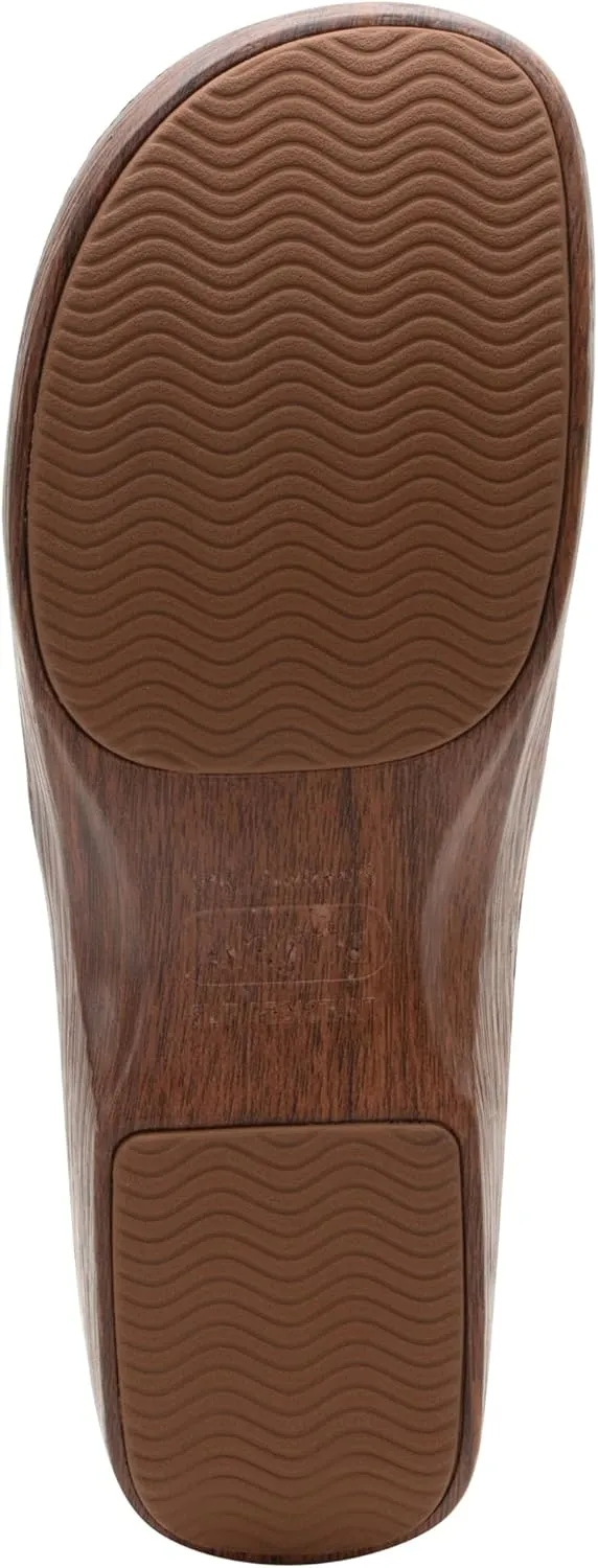 Alegria Women's Origin Orygin Wood Grain Leather Slip On Clog