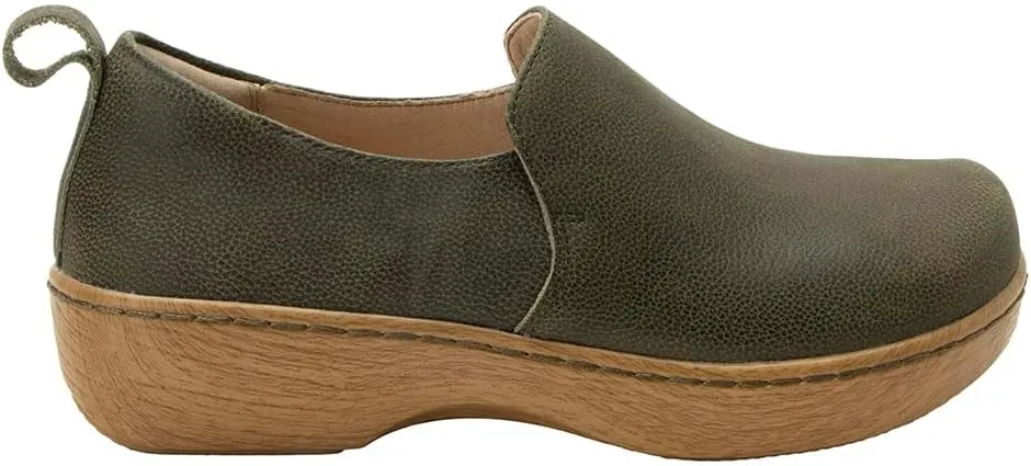 Alegria Women's Origin Orygin Wood Grain Leather Slip On Clog