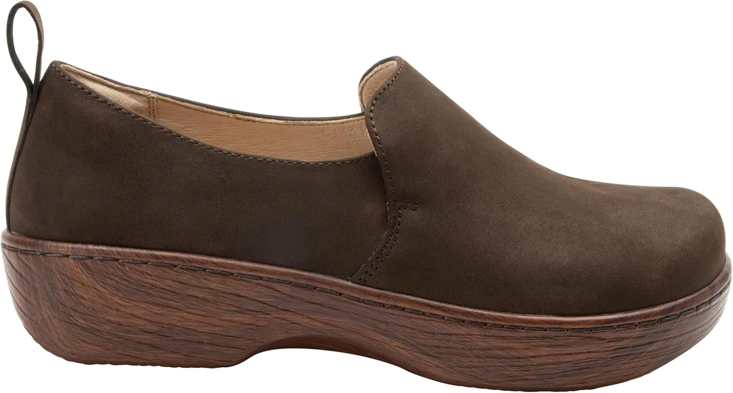 Alegria Women's Origin Orygin Wood Grain Leather Slip On Clog
