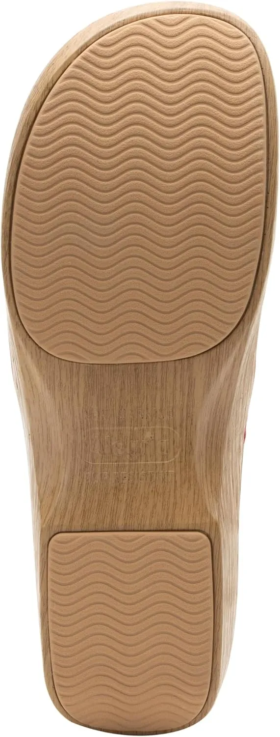 Alegria Women's Origin Orygin Wood Grain Leather Slip On Clog