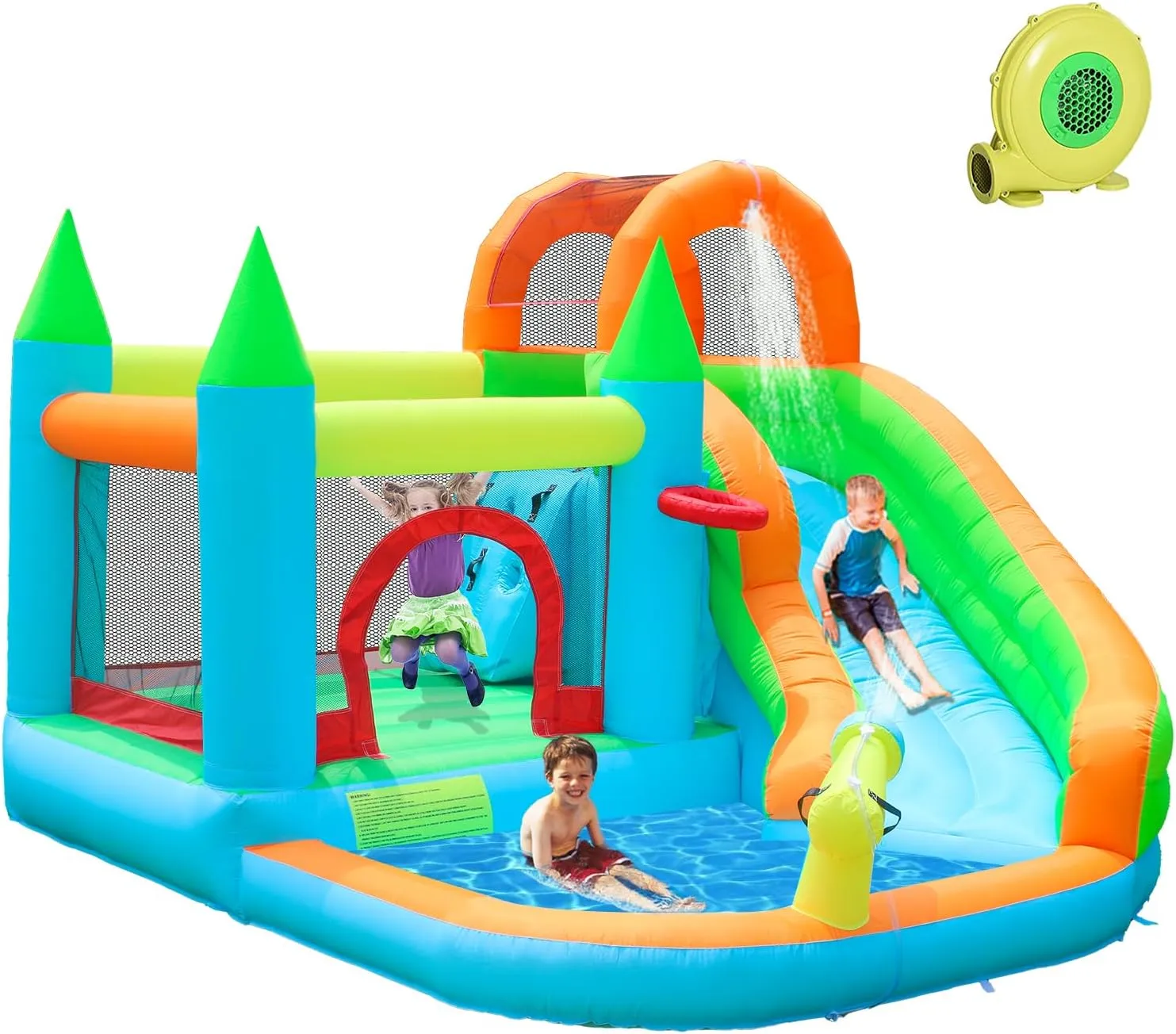 ALIFUN Inflatable Water Slides Park Inflatable Bounce House Bouncy Caslte House with Splash Pool Climb Wall with Blower