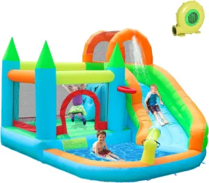 ALIFUN Inflatable Water Slides Park Inflatable Bounce House Bouncy Caslte House with Splash Pool Climb Wall with Blower
