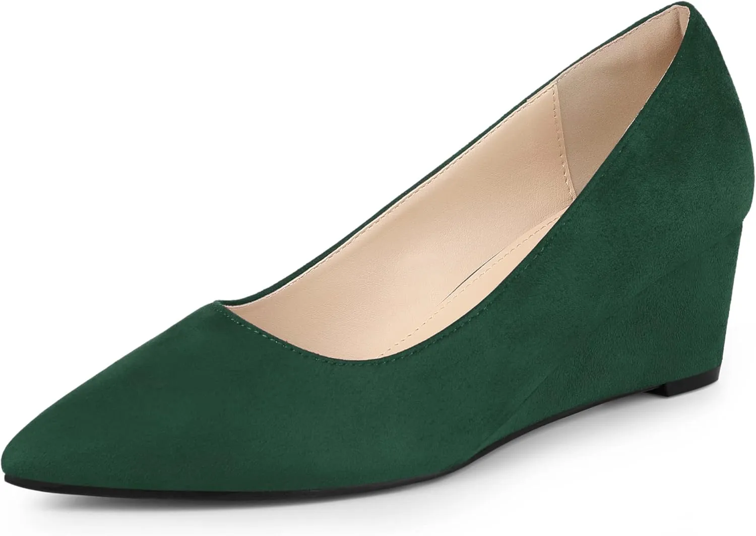 Allegra K Women's Pointy Toe Slip On Wedges Heels Pumps