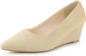 Allegra K Women's Pointy Toe Slip On Wedges Heels Pumps