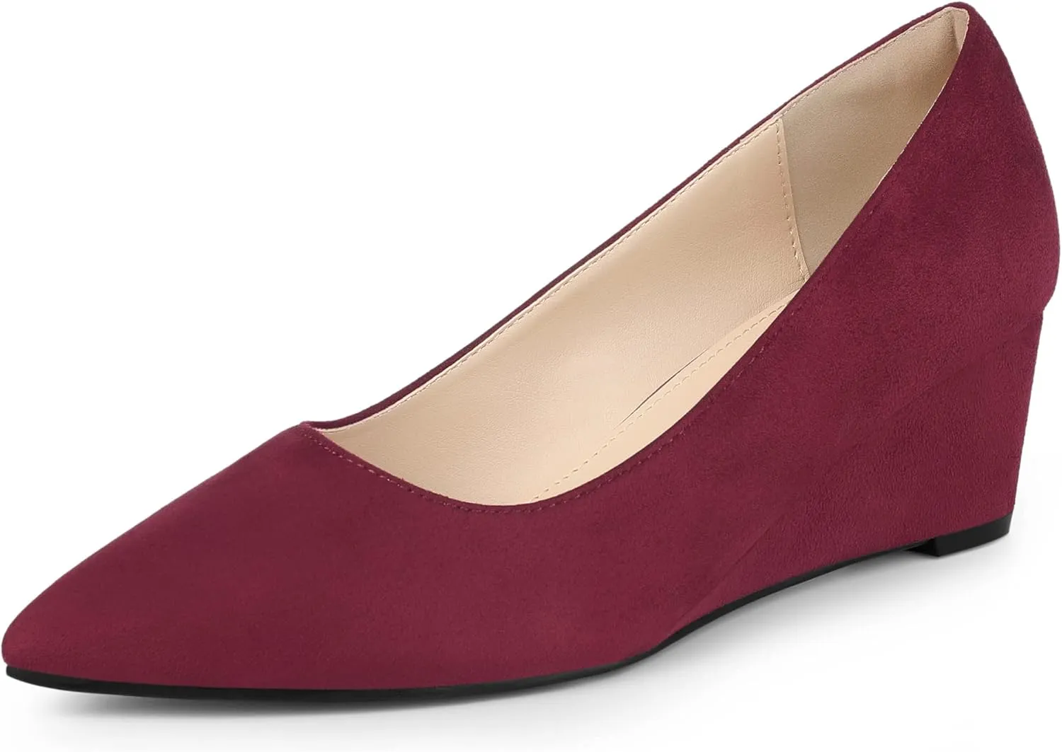 Allegra K Women's Pointy Toe Slip On Wedges Heels Pumps