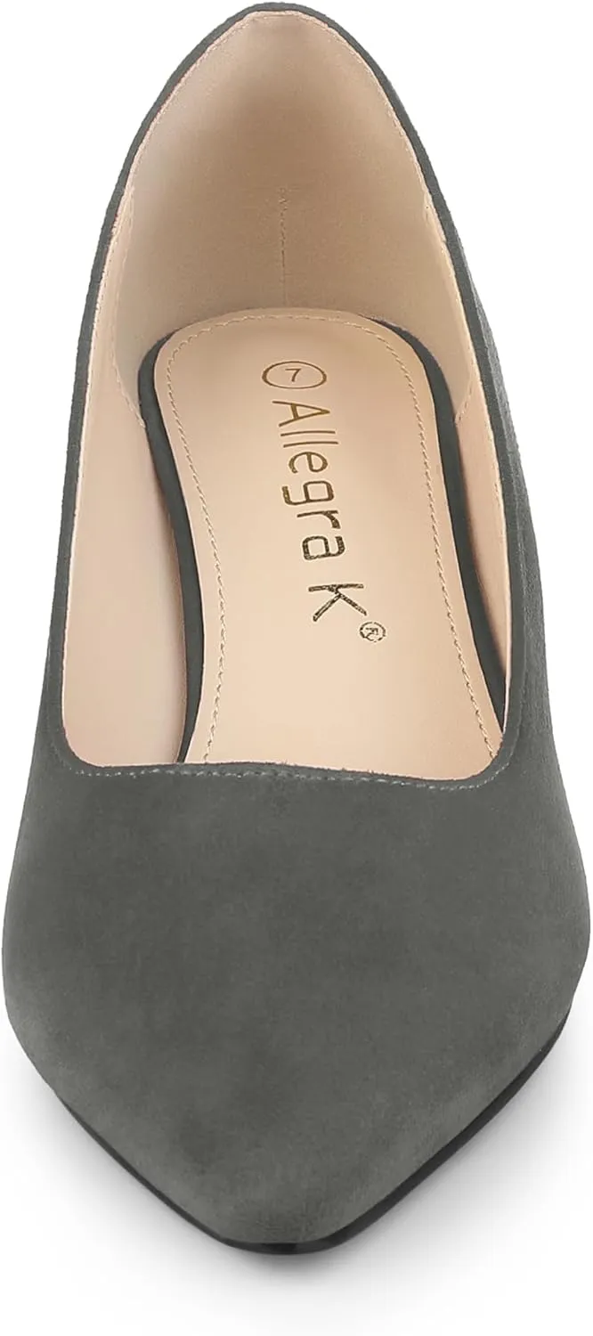 Allegra K Women's Pointy Toe Slip On Wedges Heels Pumps