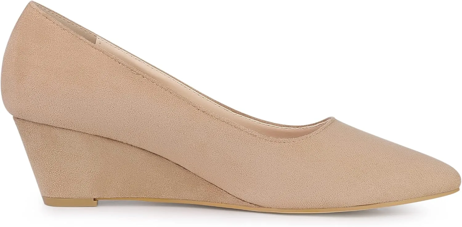 Allegra K Women's Pointy Toe Slip On Wedges Heels Pumps