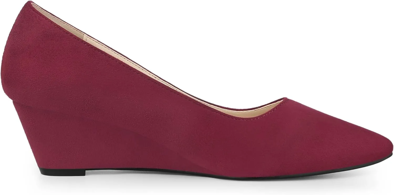 Allegra K Women's Pointy Toe Slip On Wedges Heels Pumps