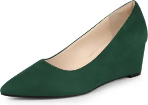 Allegra K Women's Pointy Toe Slip On Wedges Heels Pumps