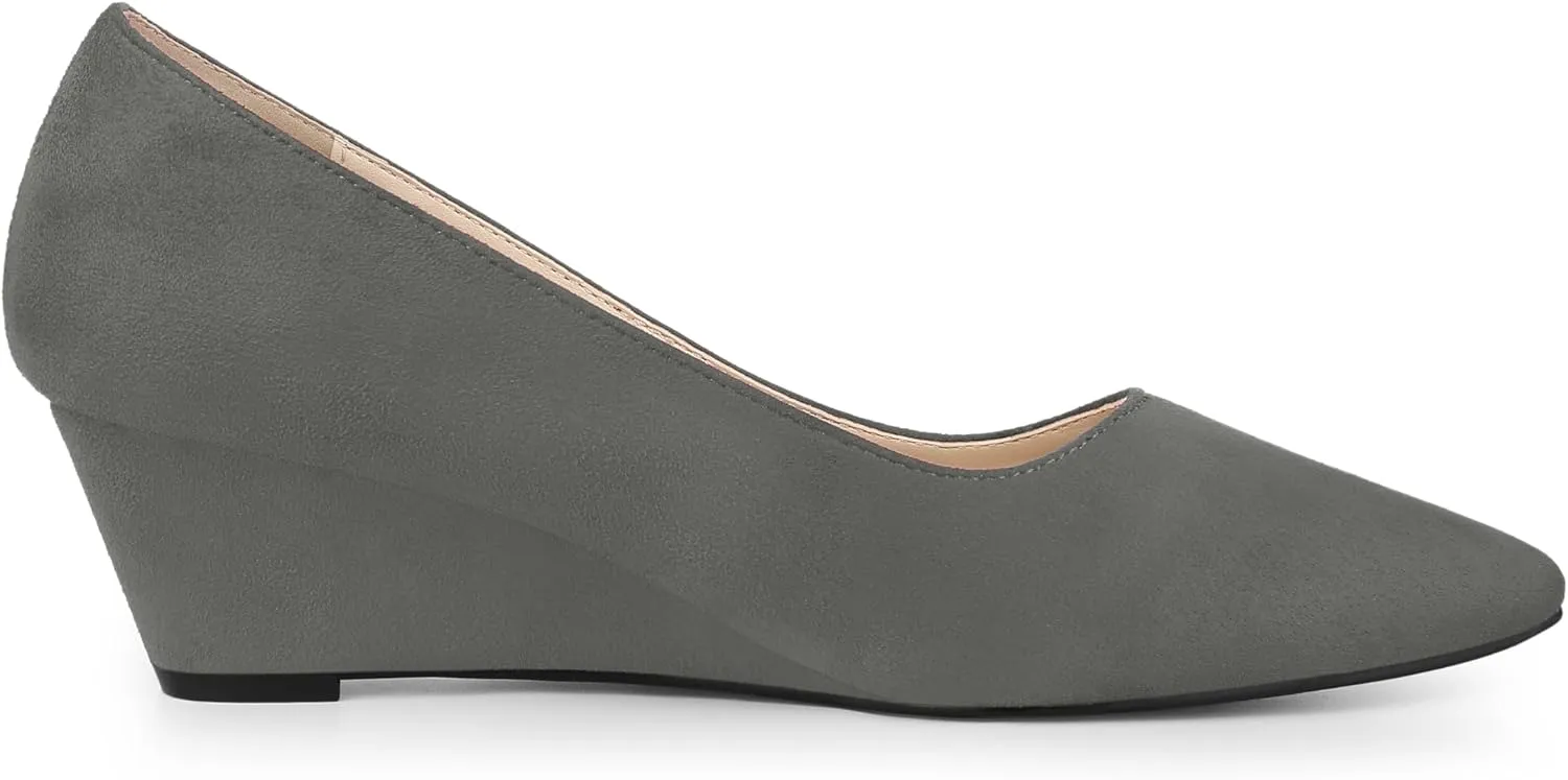 Allegra K Women's Pointy Toe Slip On Wedges Heels Pumps